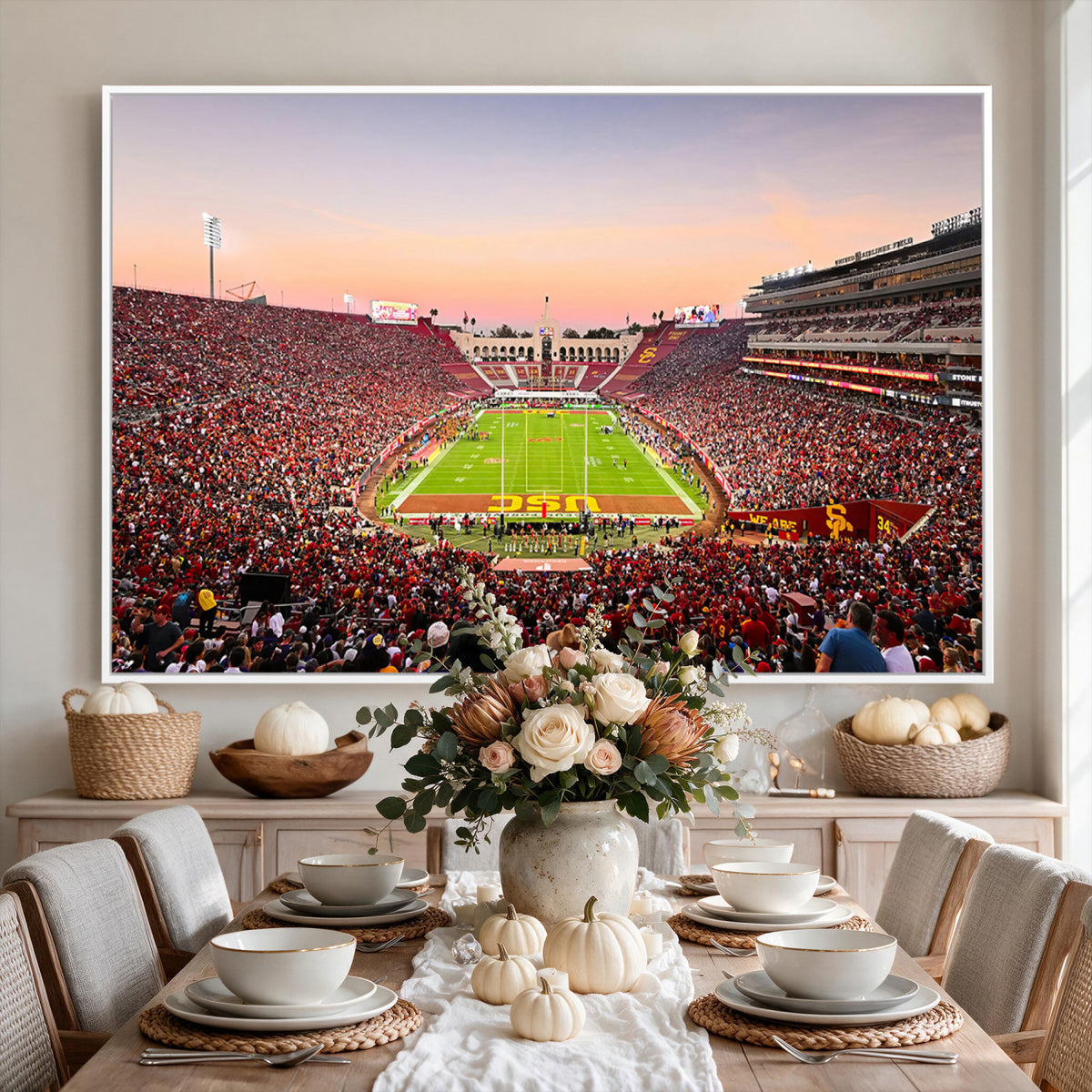 39904-MGV-CV-36X24 - The University of Southern California USC Trojans Football Team Print, Home Bar Wall Decor