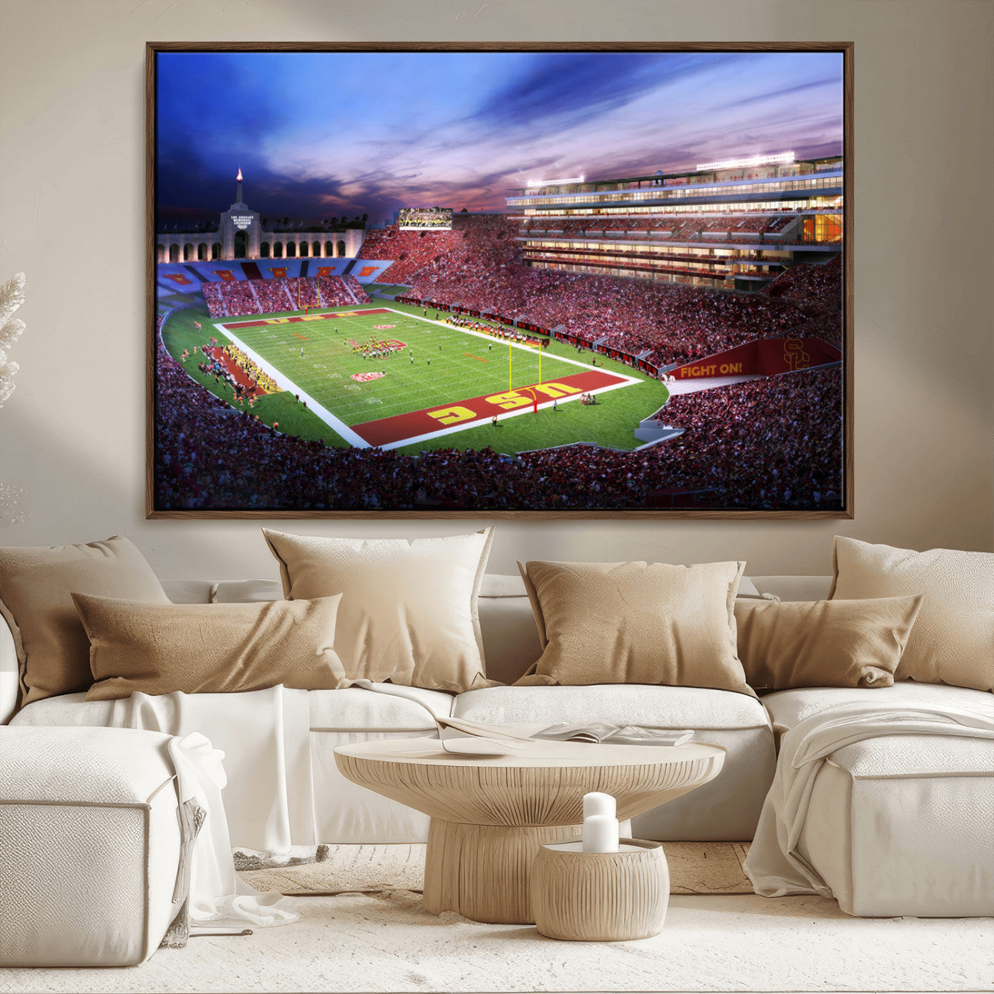 MGV-FC-36X24 - The University of Southern California USC Trojans Football Team Print - Los Angeles Memorial