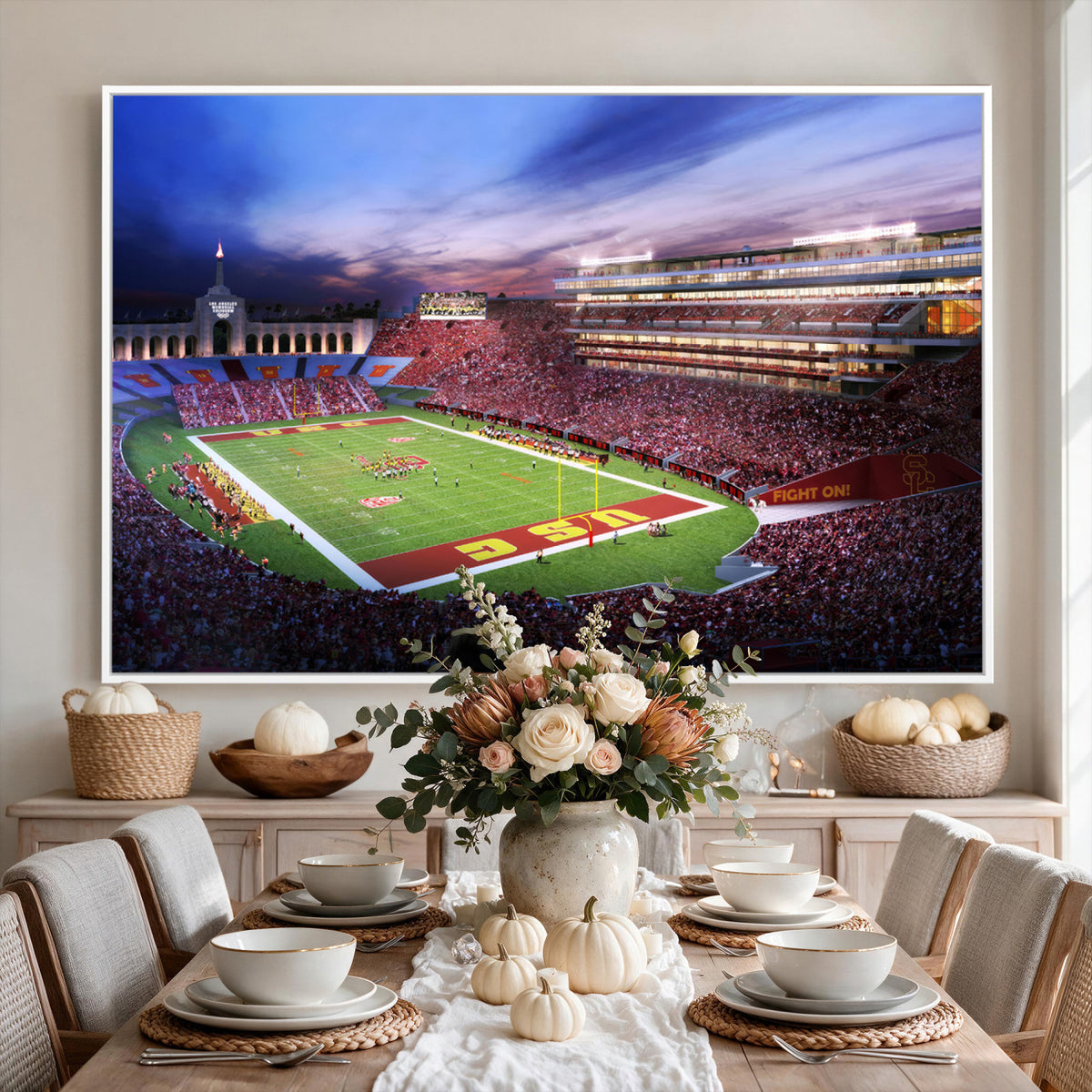 71879-MGV-CV-36X24 - The University of Southern California USC Trojans Football Team Print, Framed and Ready to Hang