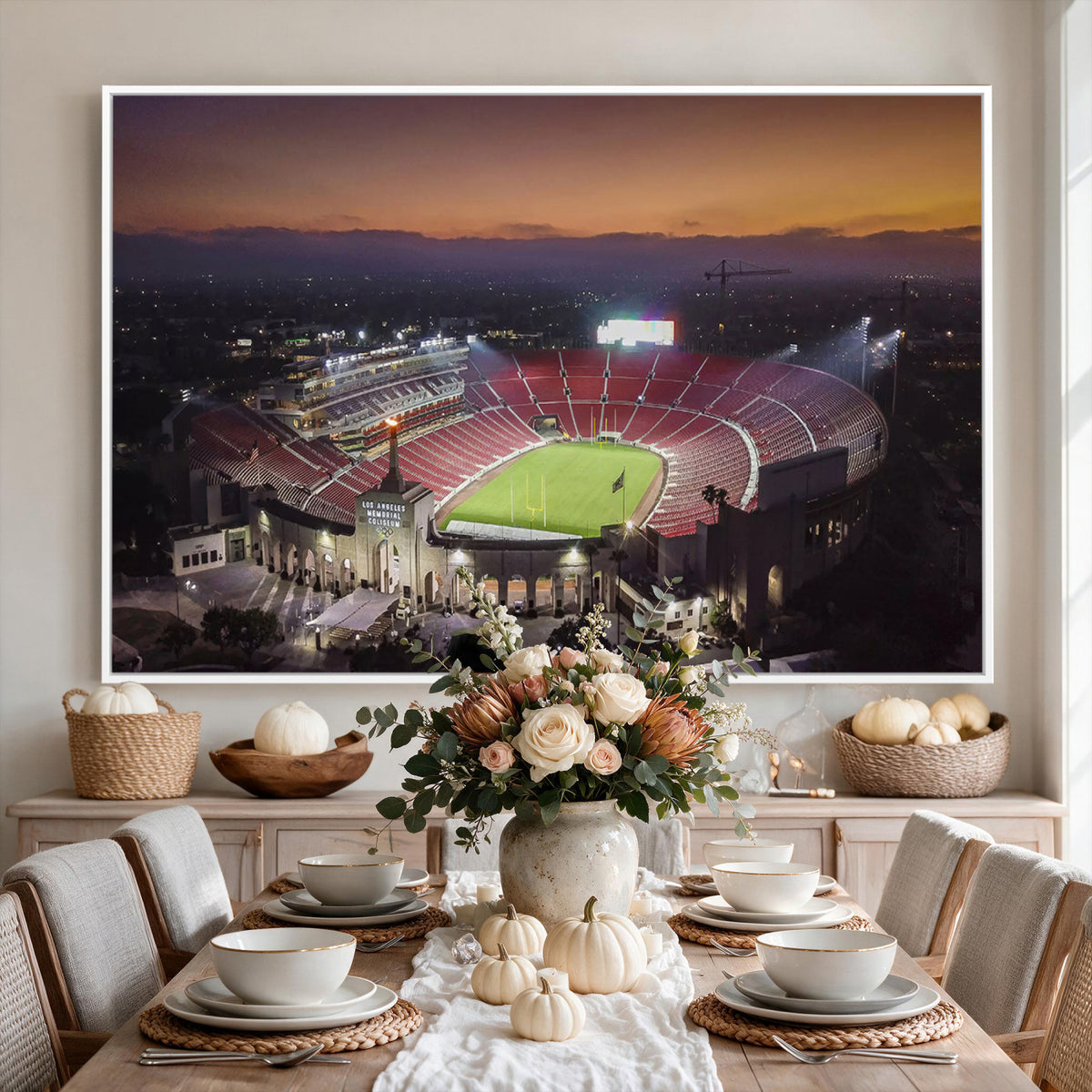 50666-MGV-CV-36X24 - The University of Southern California USC Trojans Football Team Print, Los Angeles Memorial Coliseum