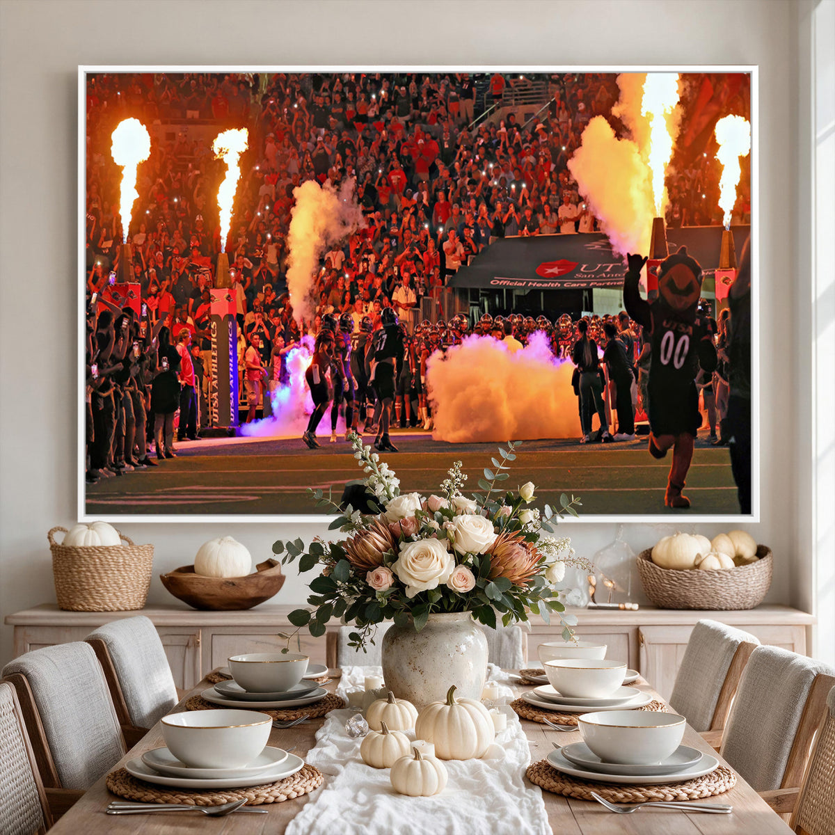 98664-MGV-CV-36X24 - The University of Texas at San Antonio Roadrunners Football Team Print, Extra Large Game Room Wall Decor
