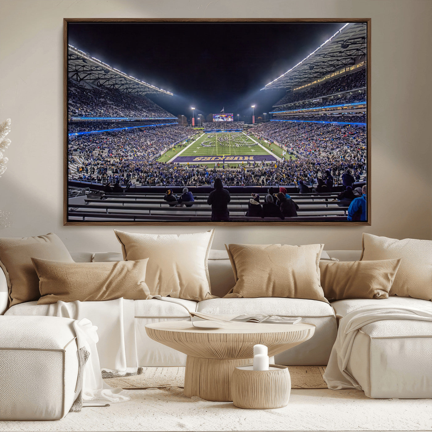 MGV-FC-36X24 - The University of Washington Huskies Football Team Print - Seattle Husky Stadium Wall Art Canvas