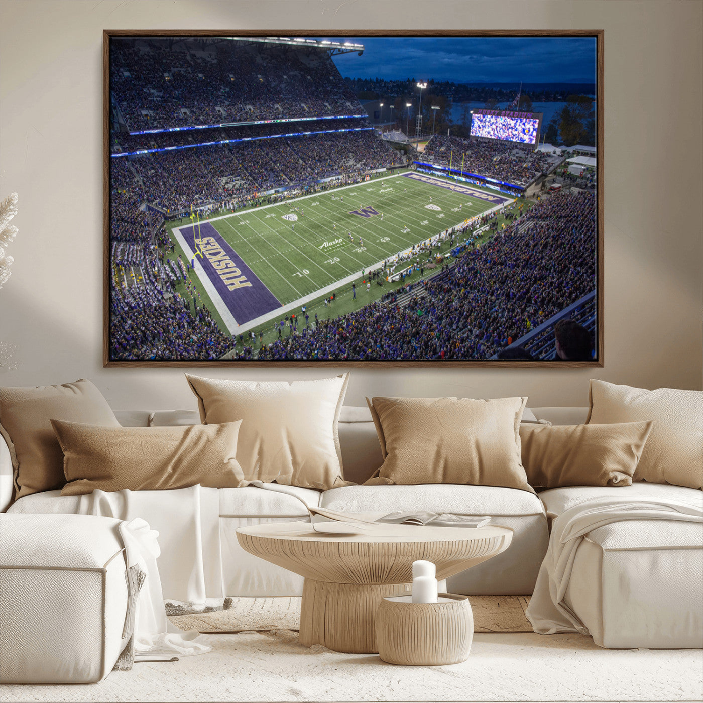 MGV-FC-36X24 - The University of Washington Huskies Football Team Print - Seattle Husky Stadium Wall Art Canvas