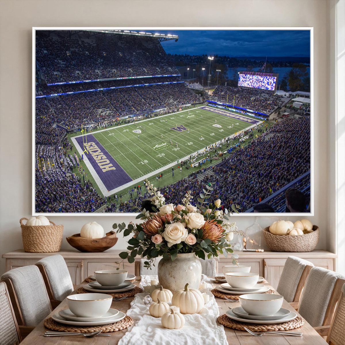 84780-MGV-CV-36X24 - The University of Washington Huskies Football Team Print, Framed and Ready to Hang