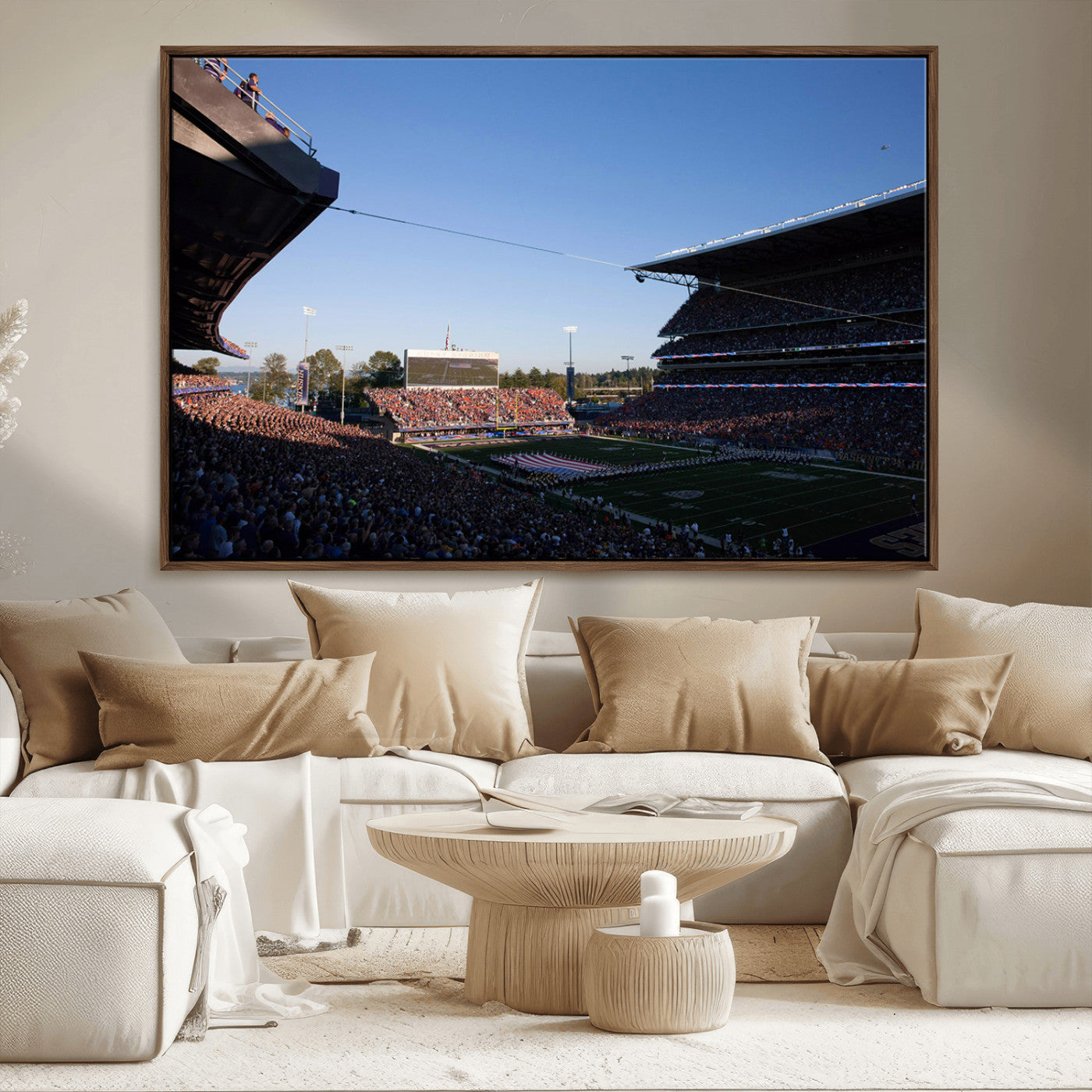 MGV-FC-36X24 - The University of Washington Huskies Football Team Print - Seattle Husky Stadium Wall Art Canvas