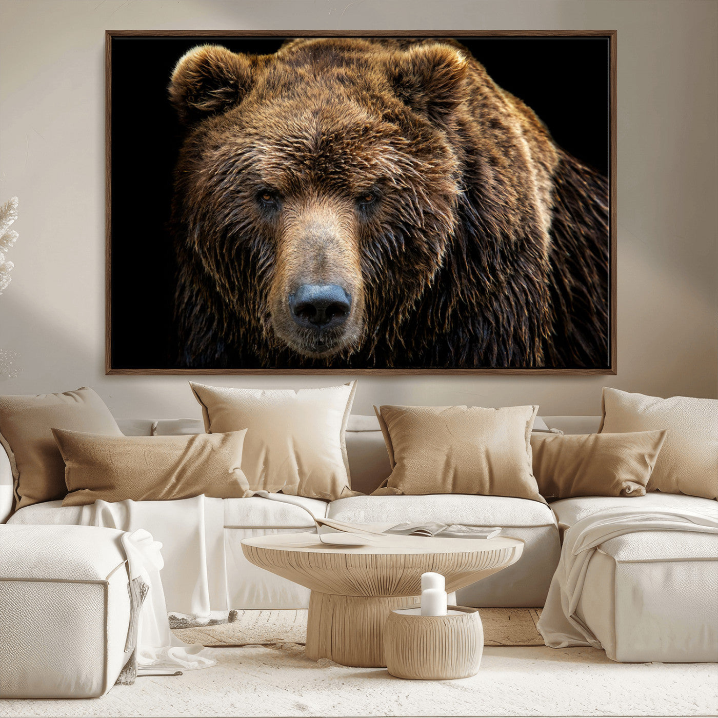 MGV-FC-36X24 - Grizzly Brown Bear Canvas Wall Art, Wildlife Animal Canvas Artwork Bear Print, Bear Wall Art Print,