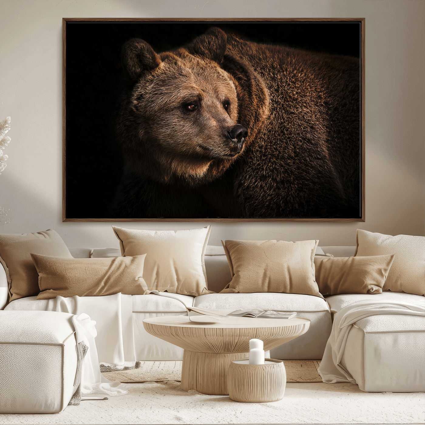 MGV-FC-36X24 - Wild Grizzly 399 Bear Canvas Wall Art Print, Bear Animal Canvas Artwork Print, Black Bear Wall Art