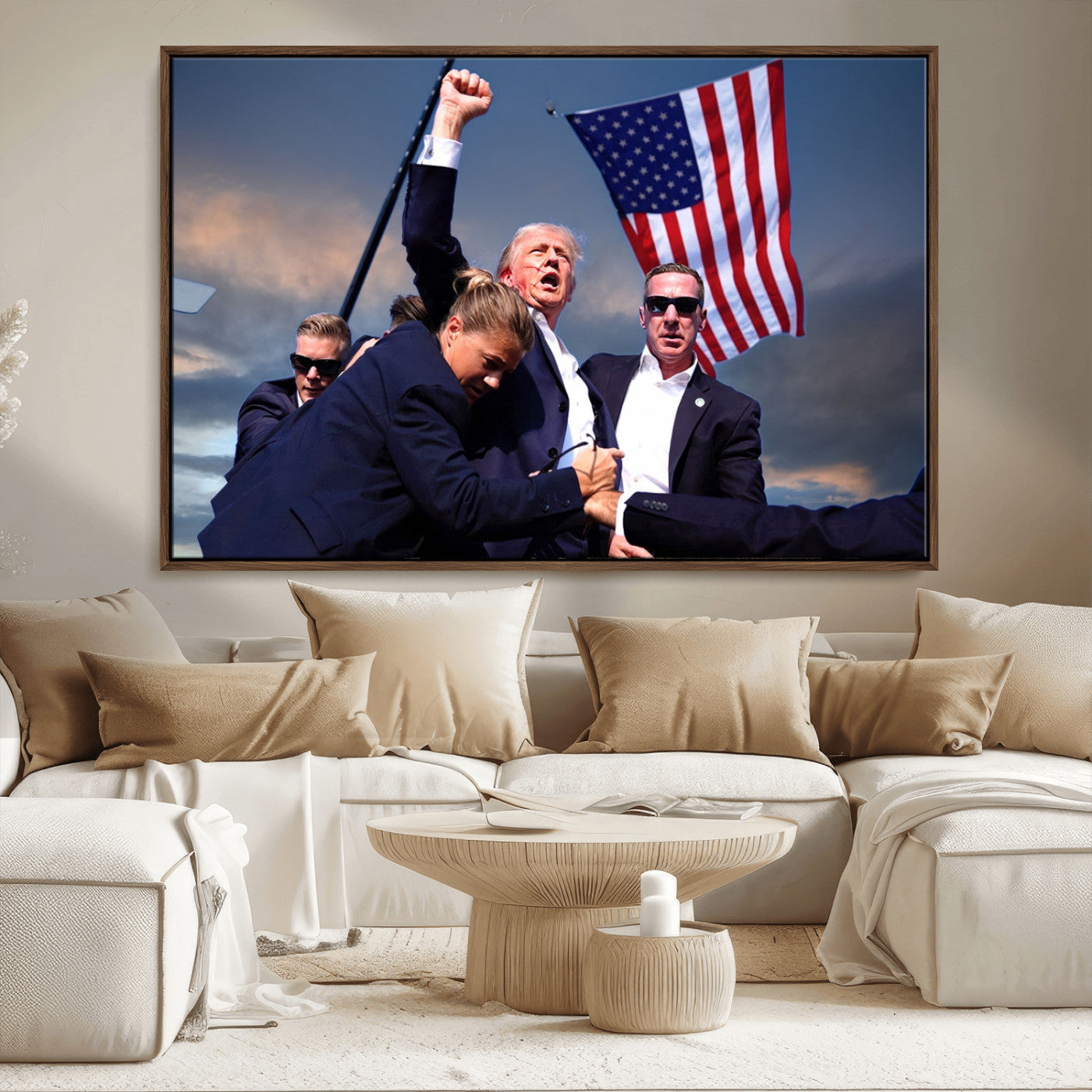 MGV-FC-36X24 - Donald Trump Assassination Attempt Wall Art Print, Trump Historic Footage - Iconic Reaction by Trump