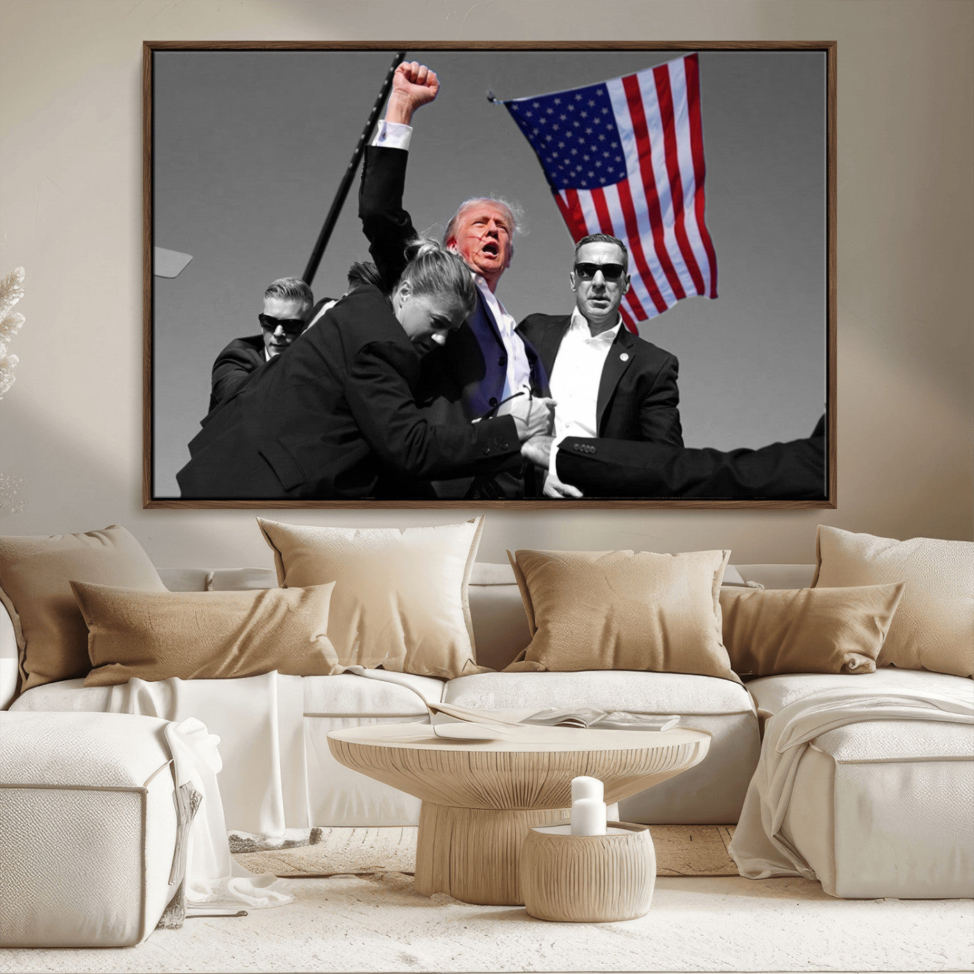 MGV-FC-36X24 - Donald Trump Assassination Attempt Wall Art Print, Trump Historic Footage - Iconic Reaction by Trump
