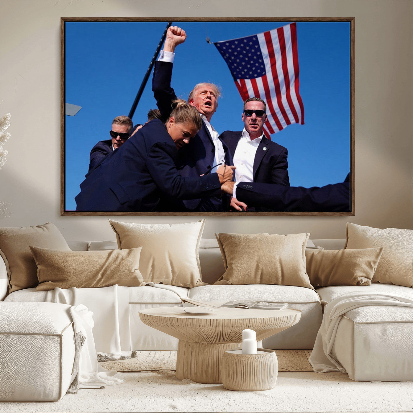 MGV-FC-36X24 - Donald Trump Assassination Attempt Wall Art Print, Trump Historic Footage - Iconic Reaction by Trump