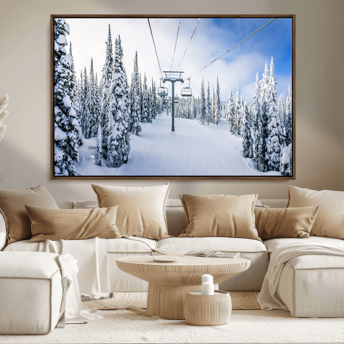 MGV-FC-36X24 - Winter Ski Lift Wall Art Print - Landscape Wall Art | Snowy Mountain Adventure | Perfect for Cabin