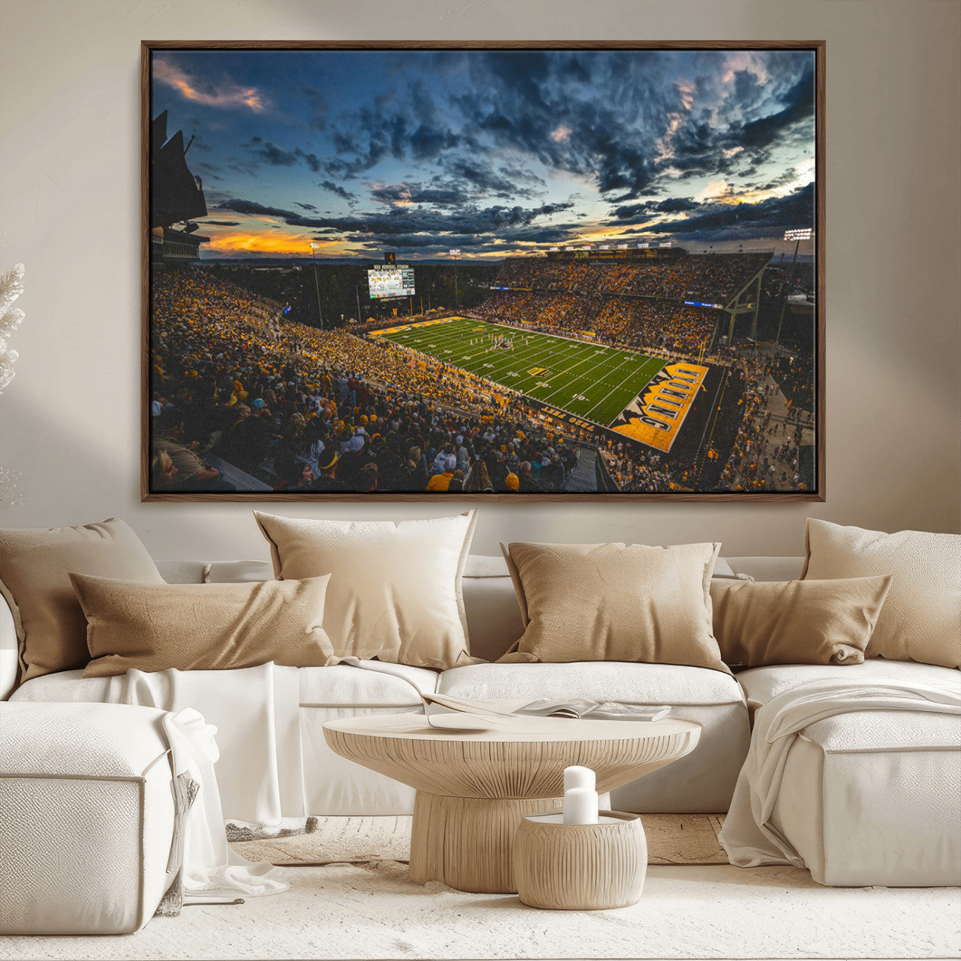 MGV-FC-36X24 - University of Wyoming Cowboys Football Team Print - Laramie War Memorial Stadium Wall Art Canvas