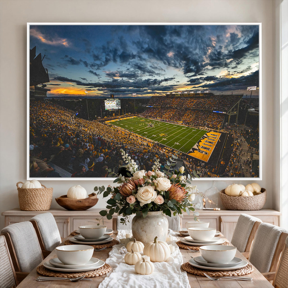 61020-MGV-CV-36X24 - University of Wyoming Cowboys Football Team Print, Laramie, Framed and Ready to Hang