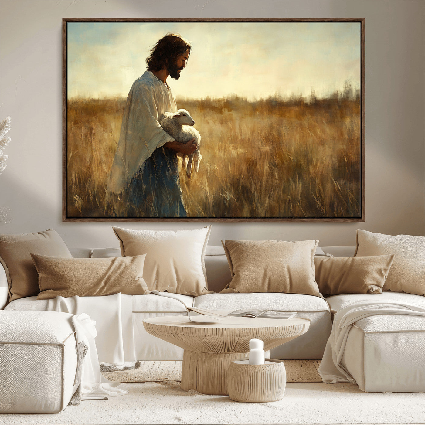 MGV-FC-36X24 - Jesus the Good Shepherd Wall Art Canvas Print - Inspirational Christian Religious Print for Prayer