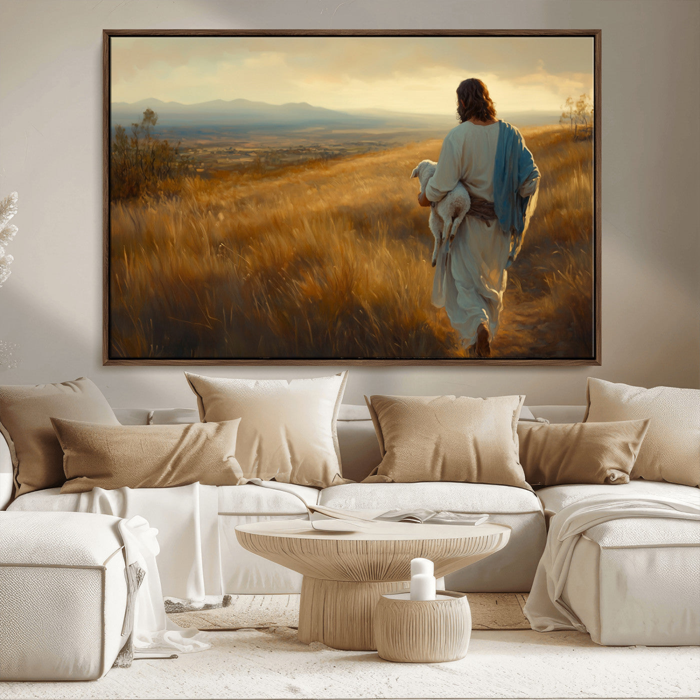 MGV-FC-36X24 - Jesus the Good Shepherd Wall Art Canvas Print - Inspirational Christian Religious Print for Prayer