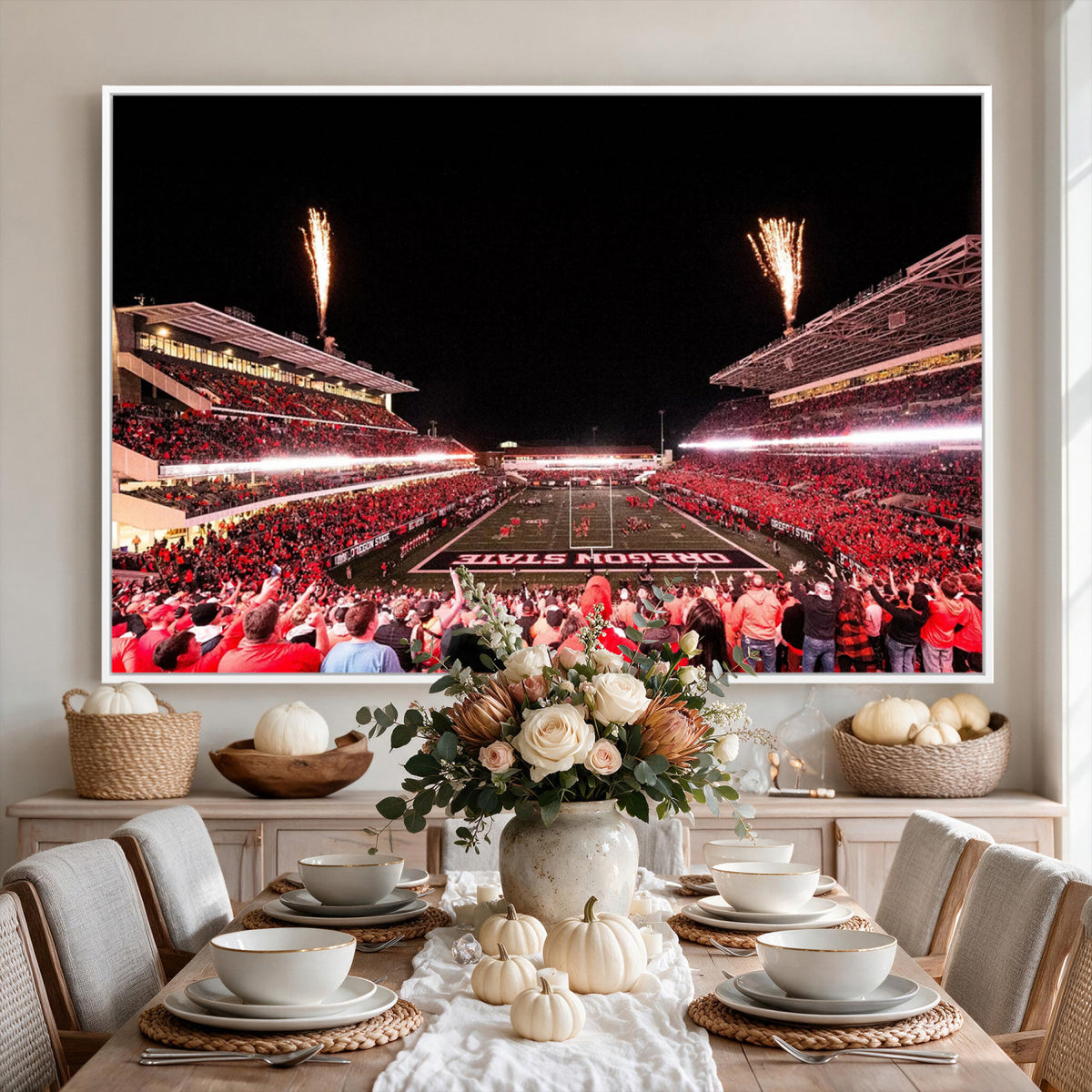 52633-MGV-CV-36X24 - Oregon State Beavers Football Team Print, Corvallis Reser, Framed and Ready to Hang