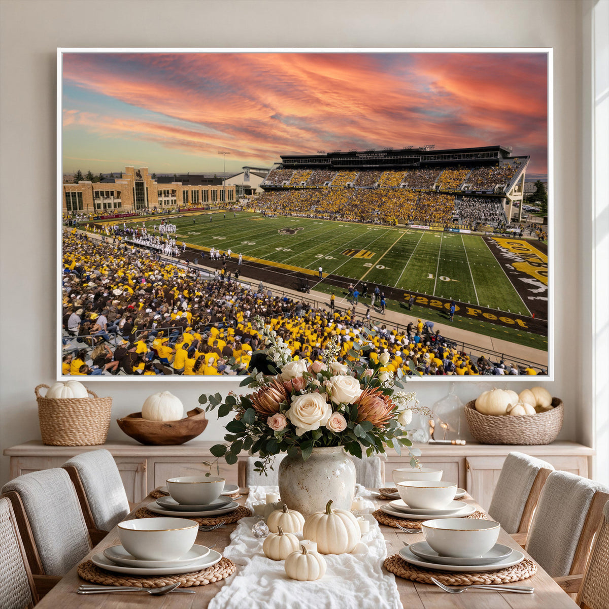 90508-MGV-CV-36X24 - University of Wyoming Cowboys Football Team Print, Laramie, Extra Large Game Room Wall Decor