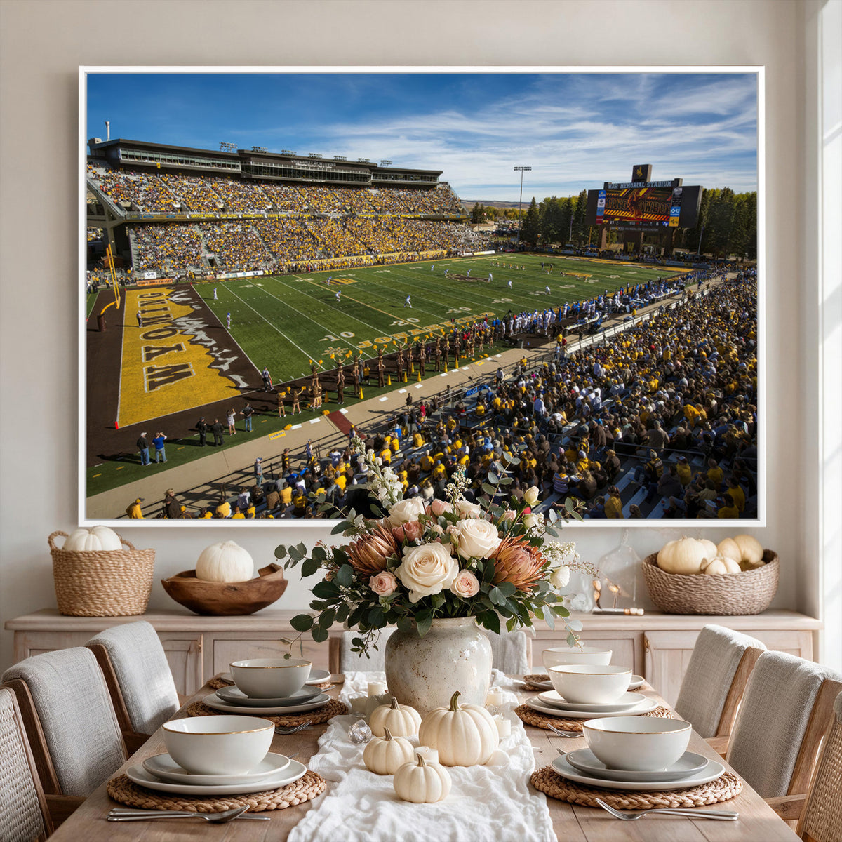 89846-MGV-CV-36X24 - University of Wyoming Cowboys Football Team Print, Laramie, Man Cave Wall Decor