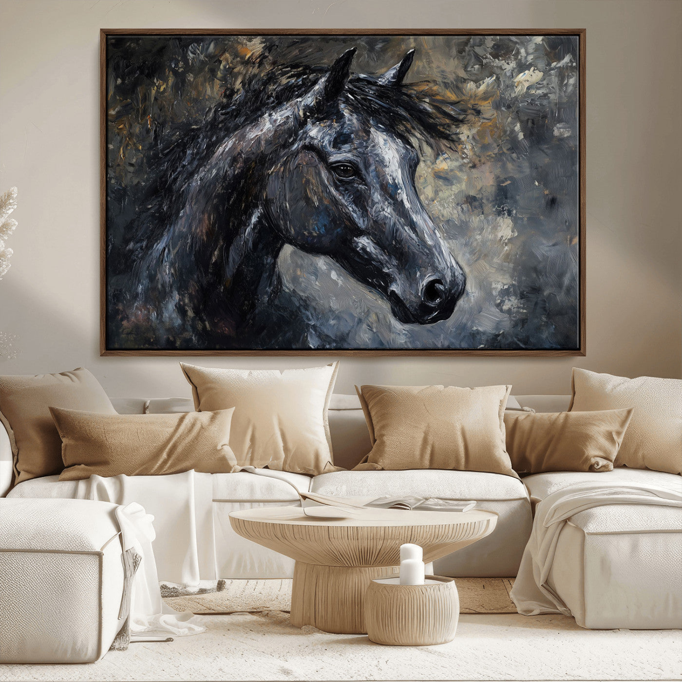 MGV-FC-36X24 - Large Abstract Horse Wall Art Canvas Print | Farmhouse Wall Decor | Rustic Horse Art | Western Cabin