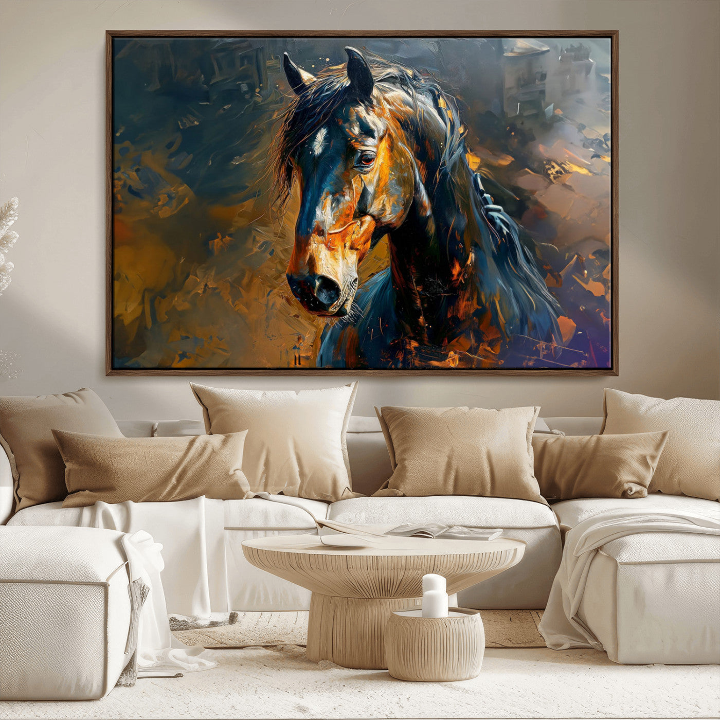 MGV-FC-36X24 - Abstract Horse Wall Art Canvas Print | Farmhouse Wall Decor | Western Cabin Art | Rustic Horse Decor