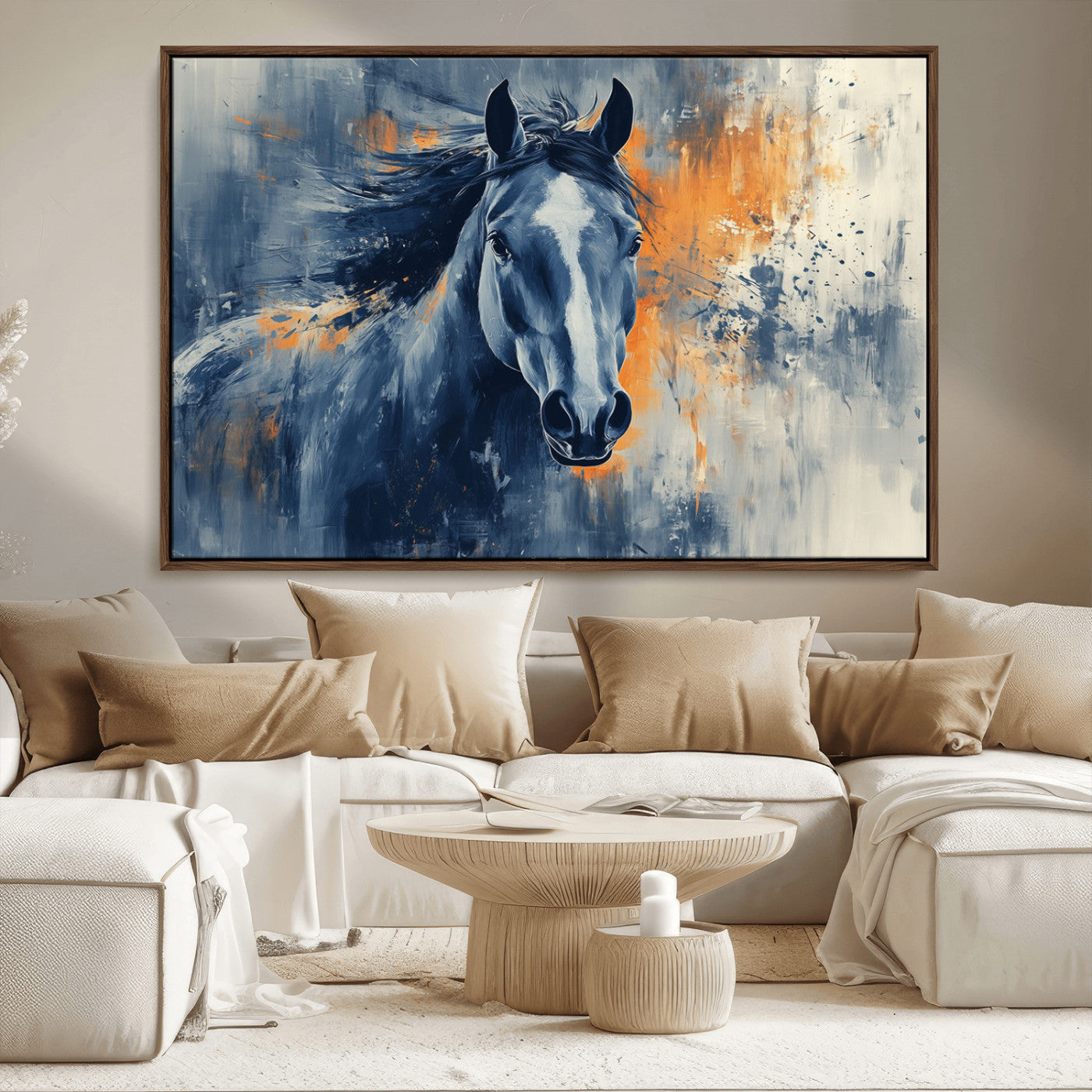 MGV-FC-36X24 - Abstract Blue Horse Wall Art Print Canvas | Horse Wall Art Print | Western Decor for Farmhouse |