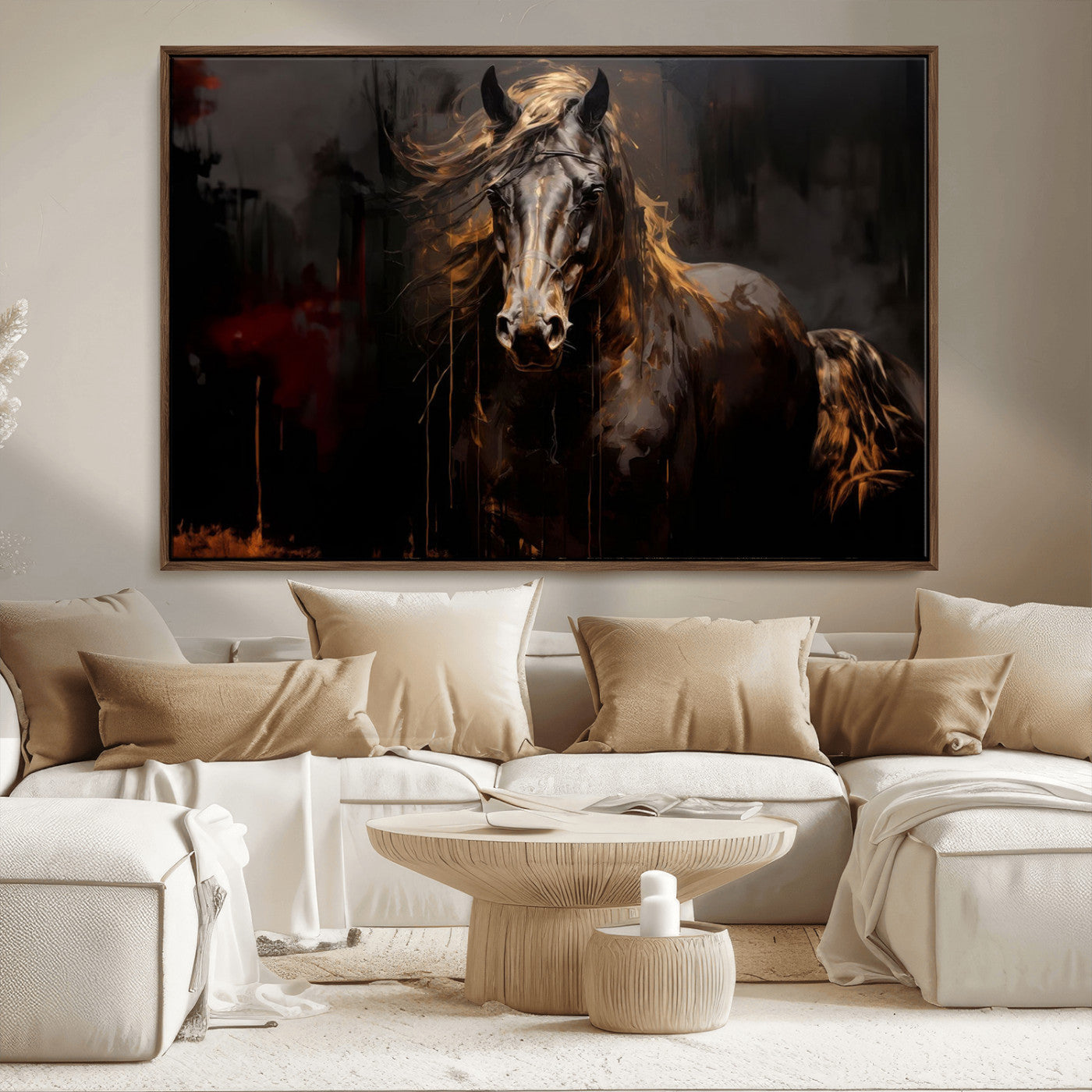 MGV-FC-36X24 - Abstract Black Horse Canvas Print for Farmhouse Wall Art | Abstract Equine Wall Art | Western Decor