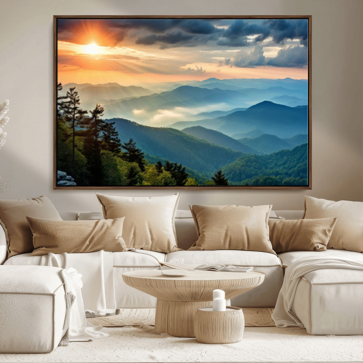 MGV-FC-36X24 - Sunrise Over Mountain Range Wall Art Canvas Print, Farmhouse Wall Decor, Cabin Wall Art
