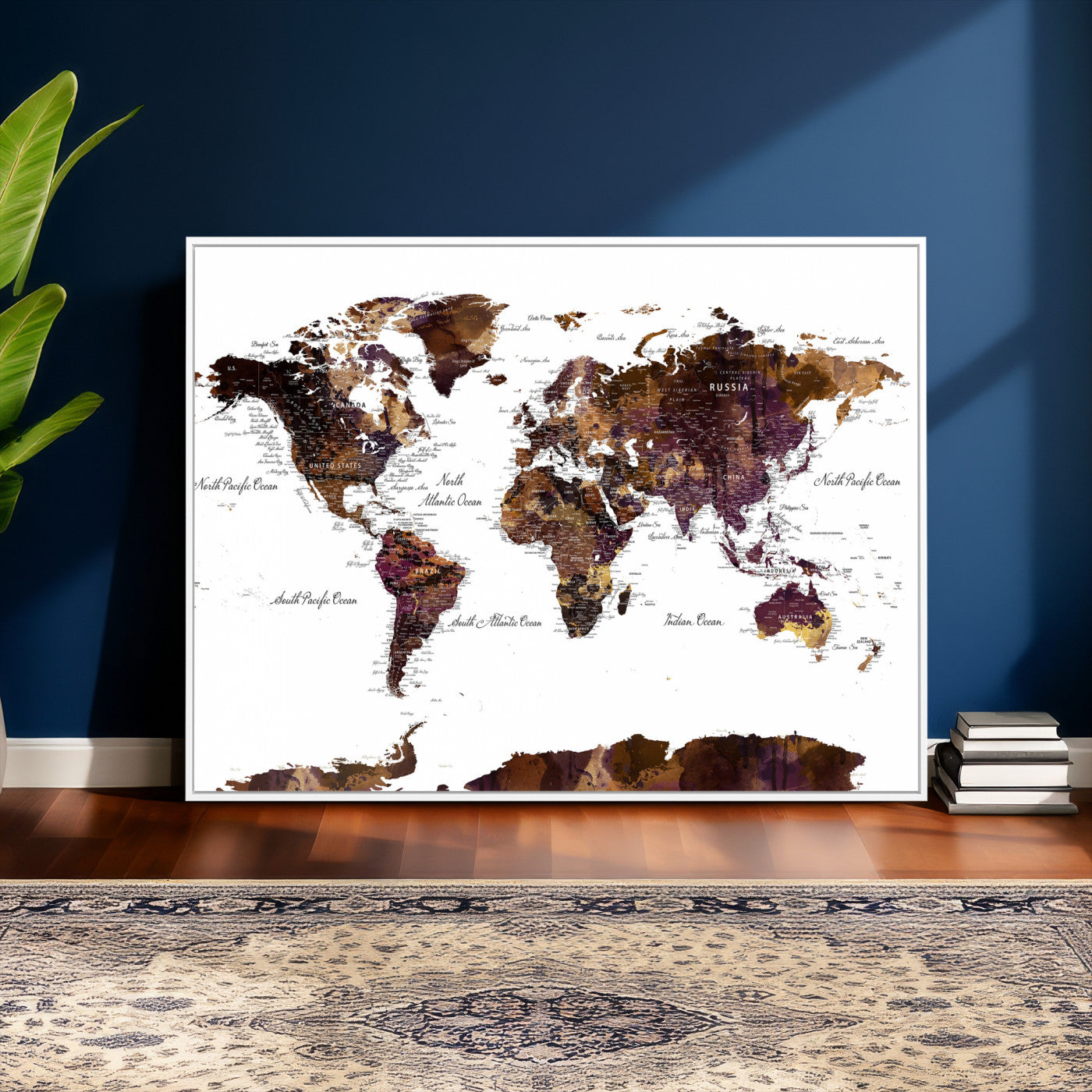 50611-MGV-CV-36X24 - Push Pin World Map Canvas Print – Framed Wall Art for Couples to Track Their Travels – Anniversary