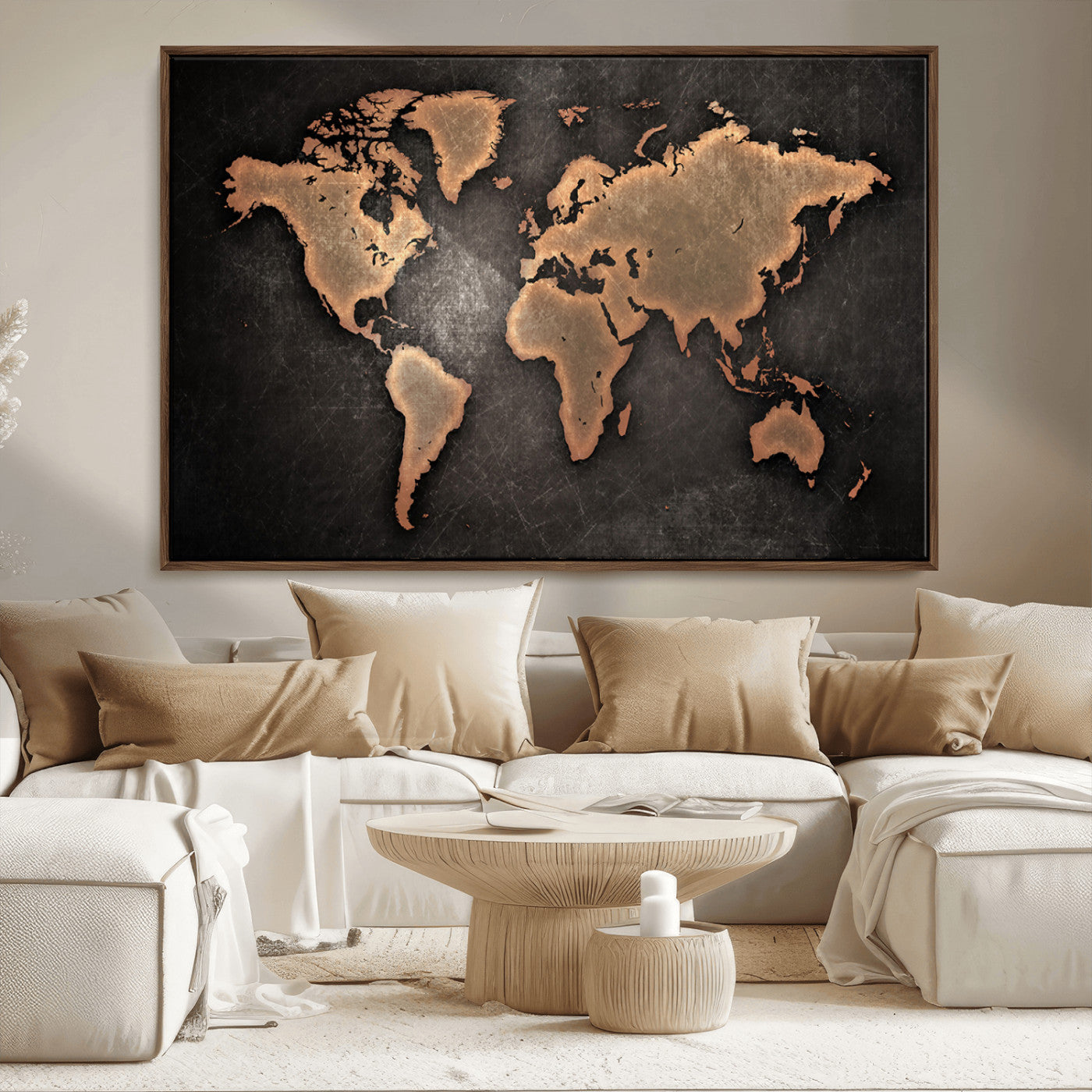 MGV-FC-36X24 - Push Pin World Map Canvas Print – Framed Wall Art for Couples to Track Their Travels – Anniversary