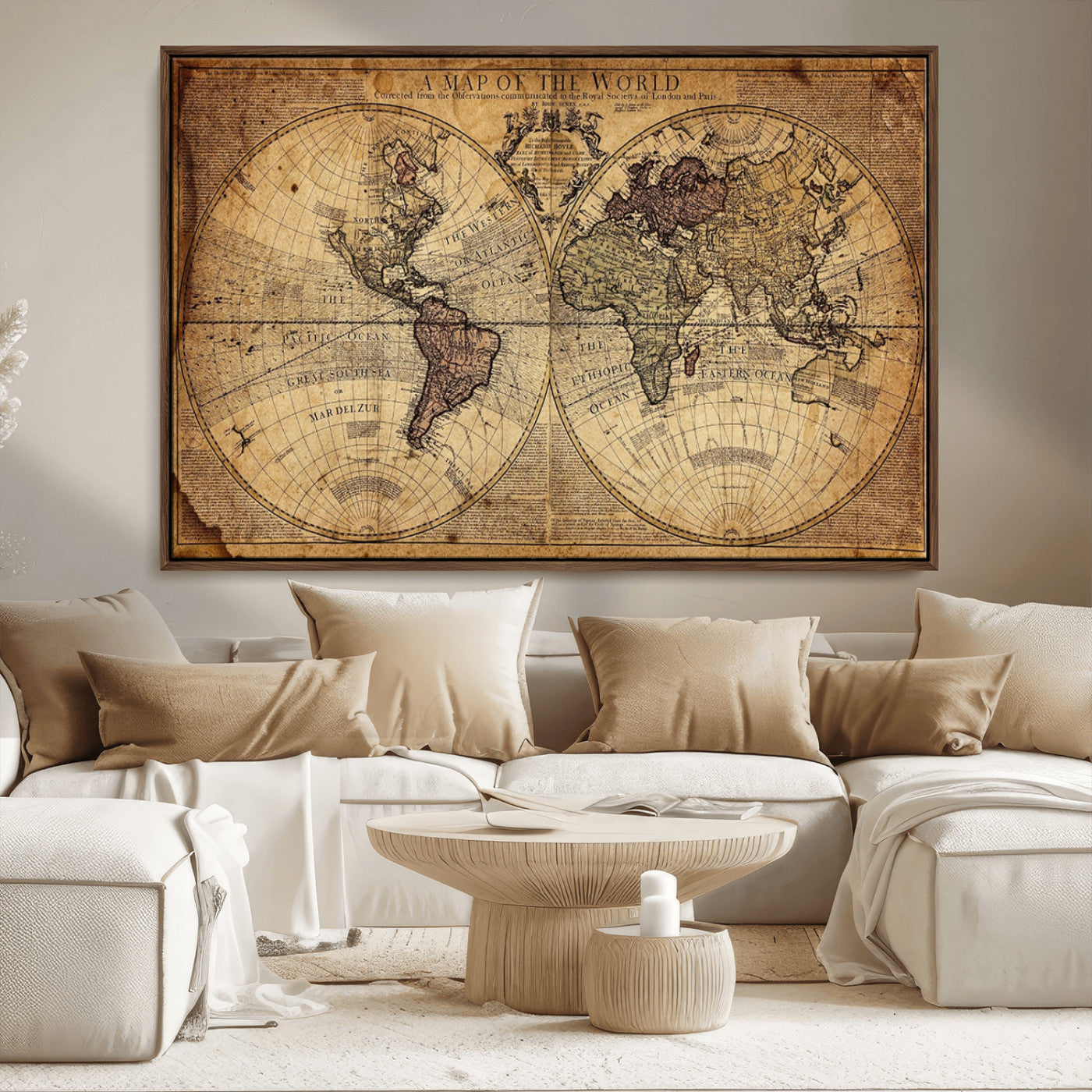 MGV-FC-36X24 - Push Pin World Map Canvas Print – Framed Wall Art for Couples to Track Their Travels – Anniversary