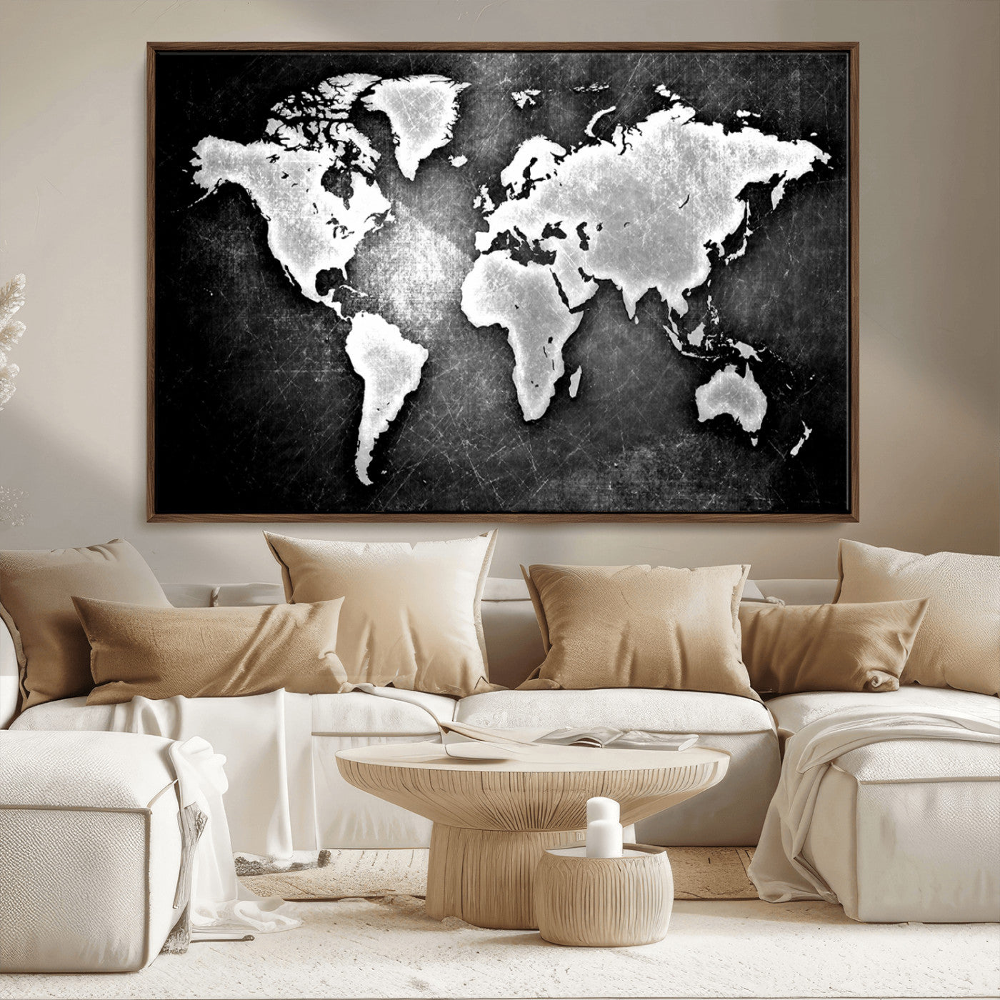 MGV-FC-36X24 - World Map Wall Art Canvas Print – Framed Wall Art for Anniversary Gift or Home Adventure Decor