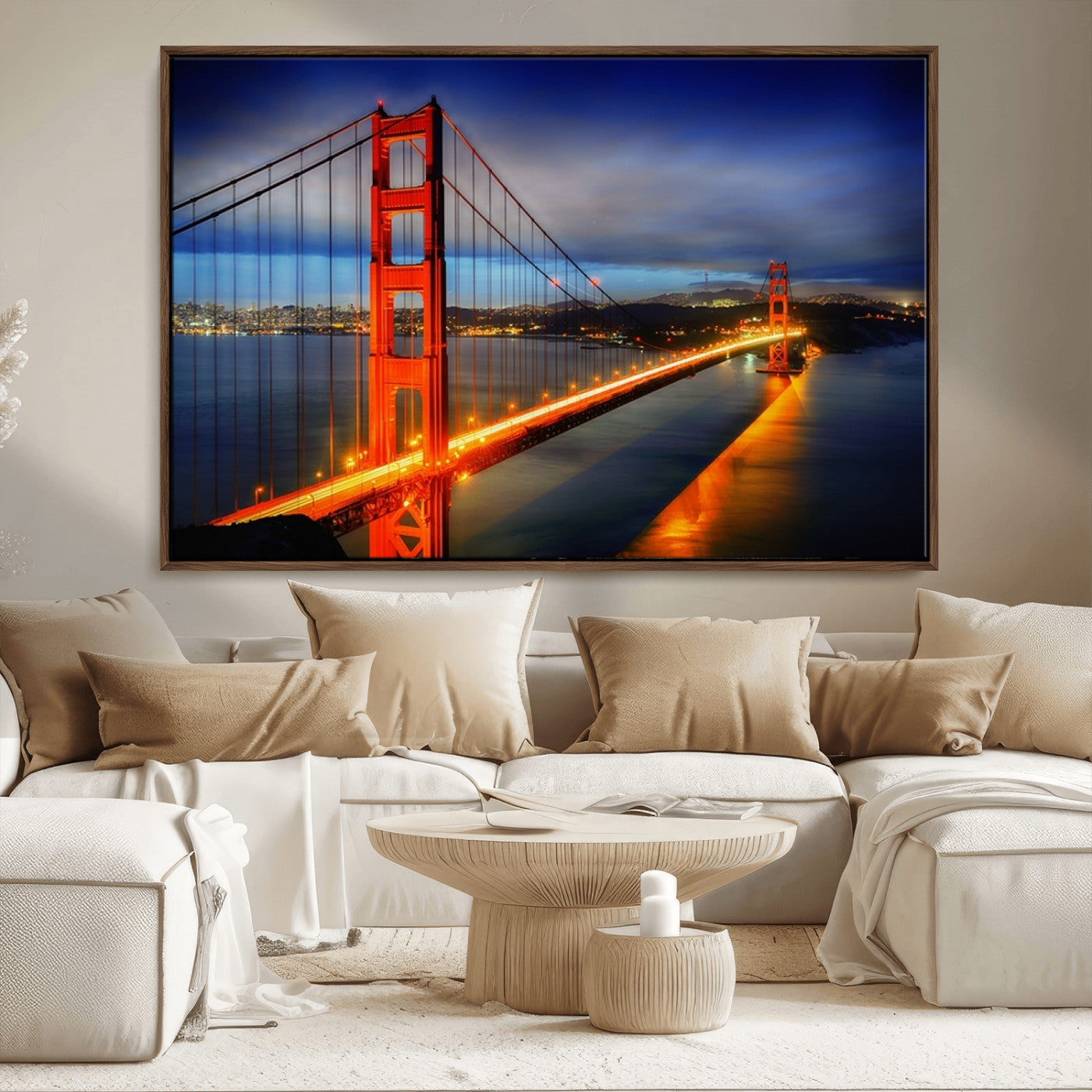 MGV-FC-36X24 - Large Wall Art San Francisco Canvas Print - Wonderful Golden Gate Bridge at Twilight