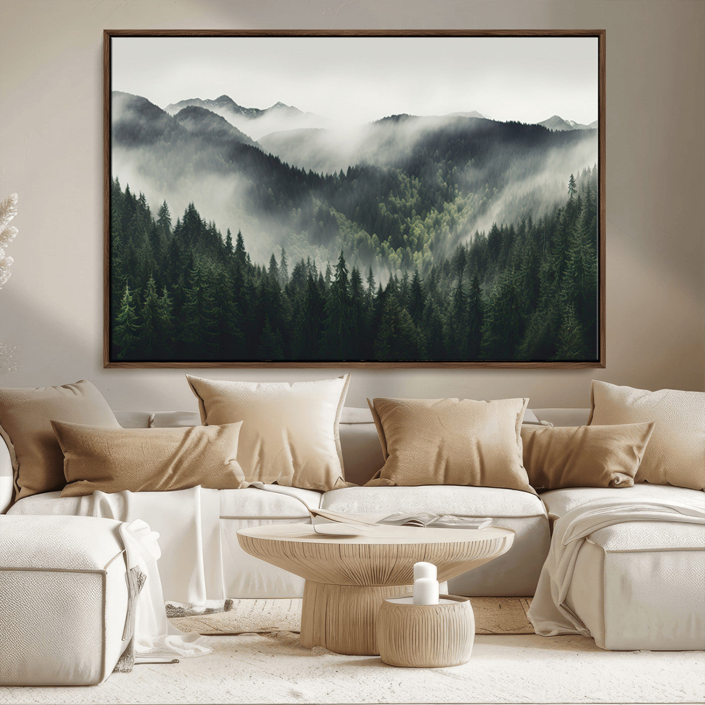 MGV-FC-36X24 - Misty Forest Canvas Print Wall Art Premium Canvas Print a Foggy and Serene Atmosphere