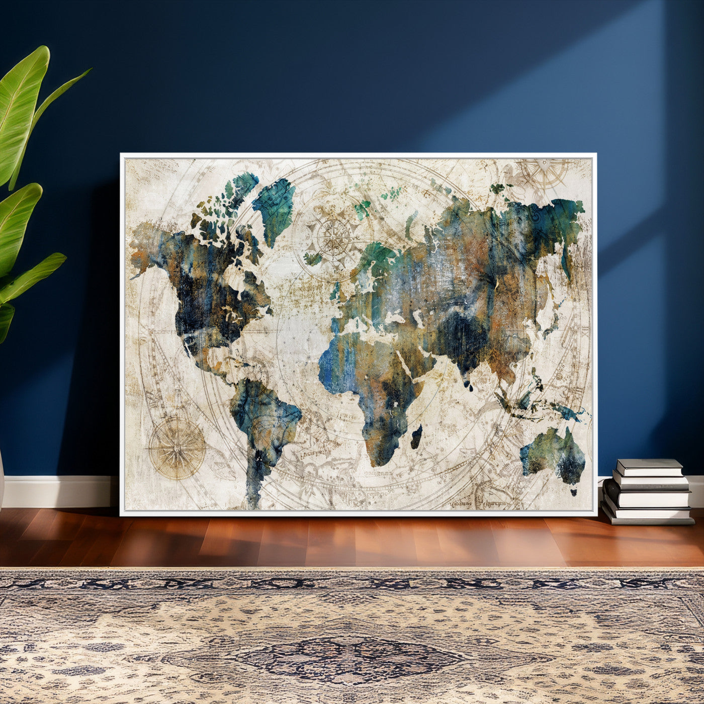 36972-MGV-CV-36X24 - Grunge Abstract World Map Art Print Canvas Print for Office Decor