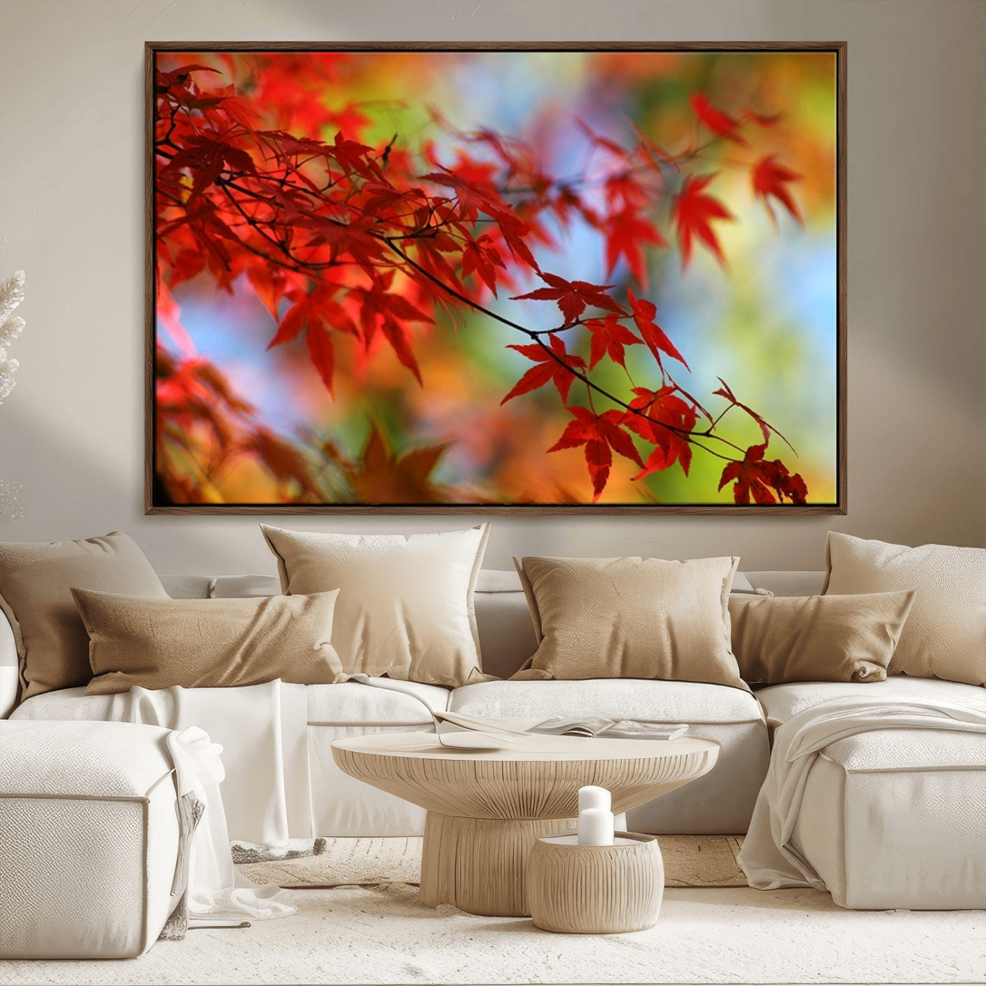 MGV-FC-36X24 - Red Leaves Autumn Forest Wall Art Canvas, Red Leaves Autumn Forest Canvas Print