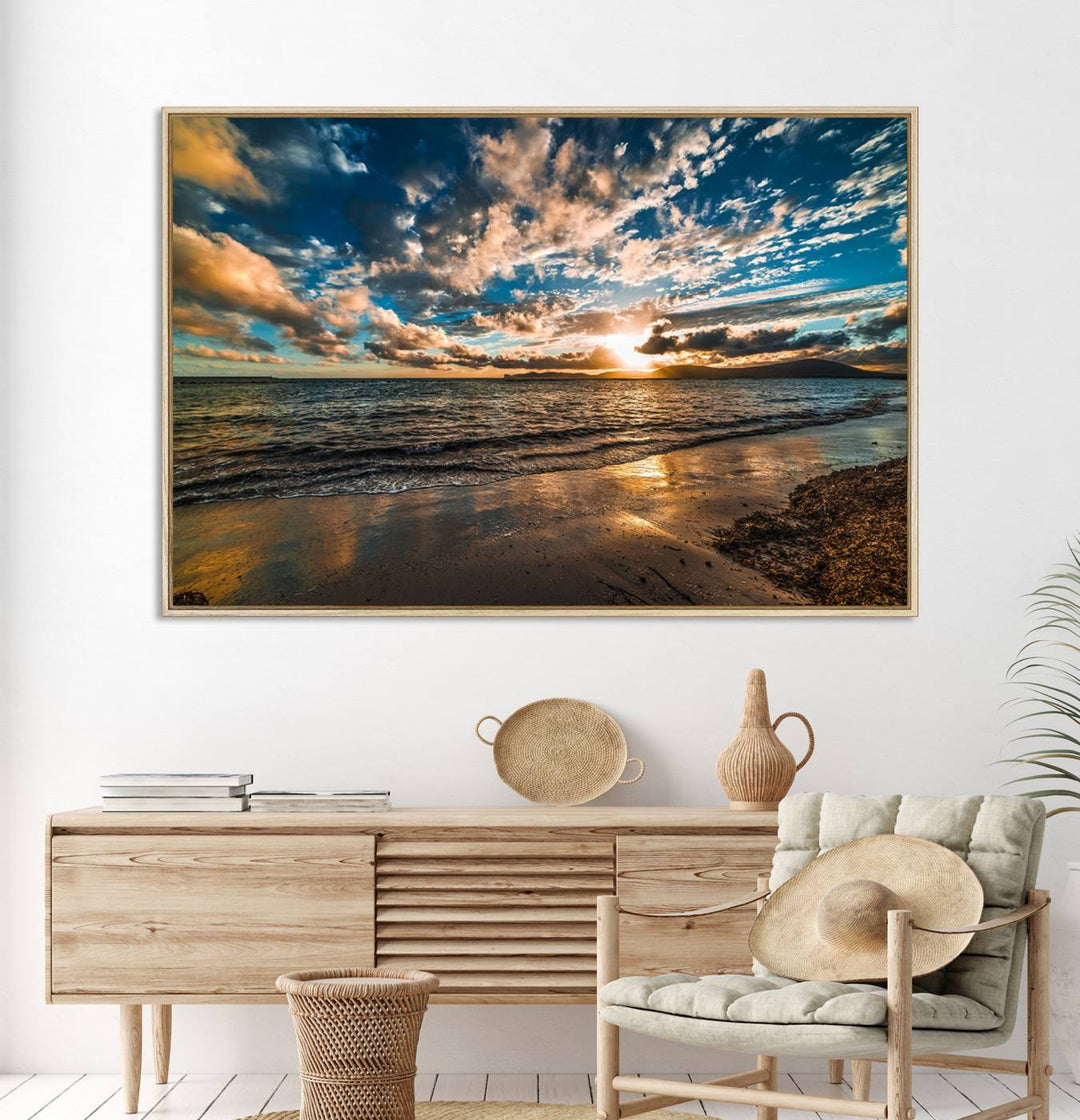 Beach Wall Art - Ocean Sunset Canvas.