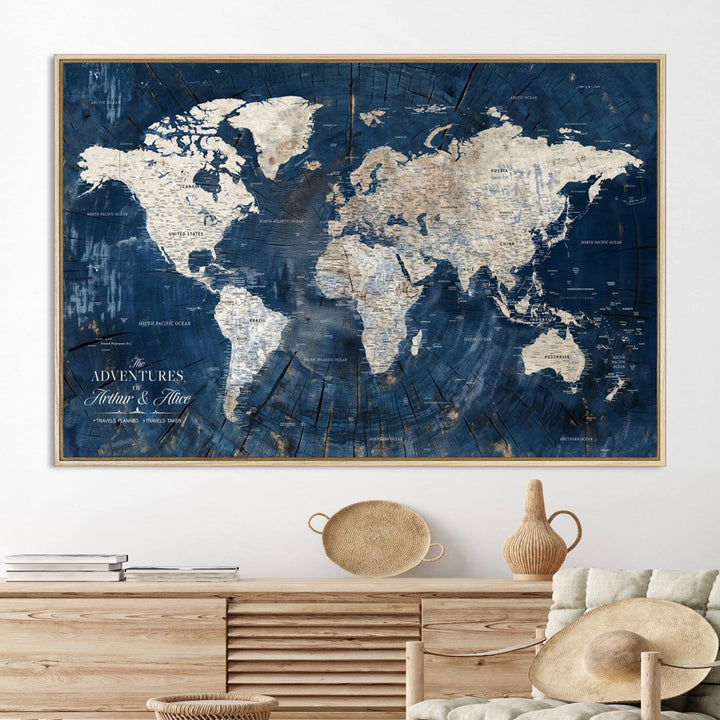 Personalized World Map Wall Art Print - Framed Custom World Map Canvas Print - Personalized World Map Wall Art, Customize Wall Art Map Print