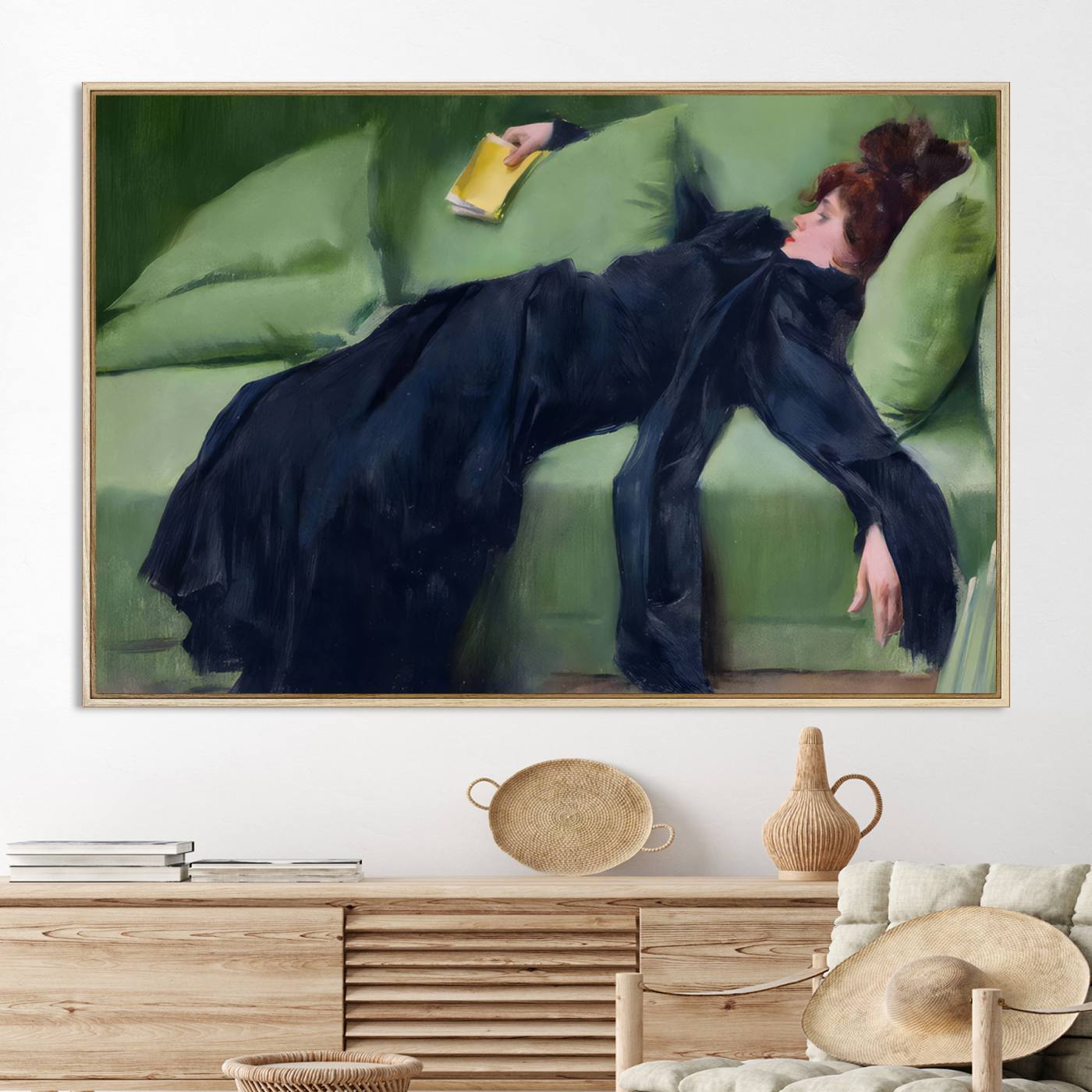 17725-MGV-CV-30X20-Decadent Girl by Ramon Casas Wall Art Canvas Print, Framed Decadent Girl Canvas Print