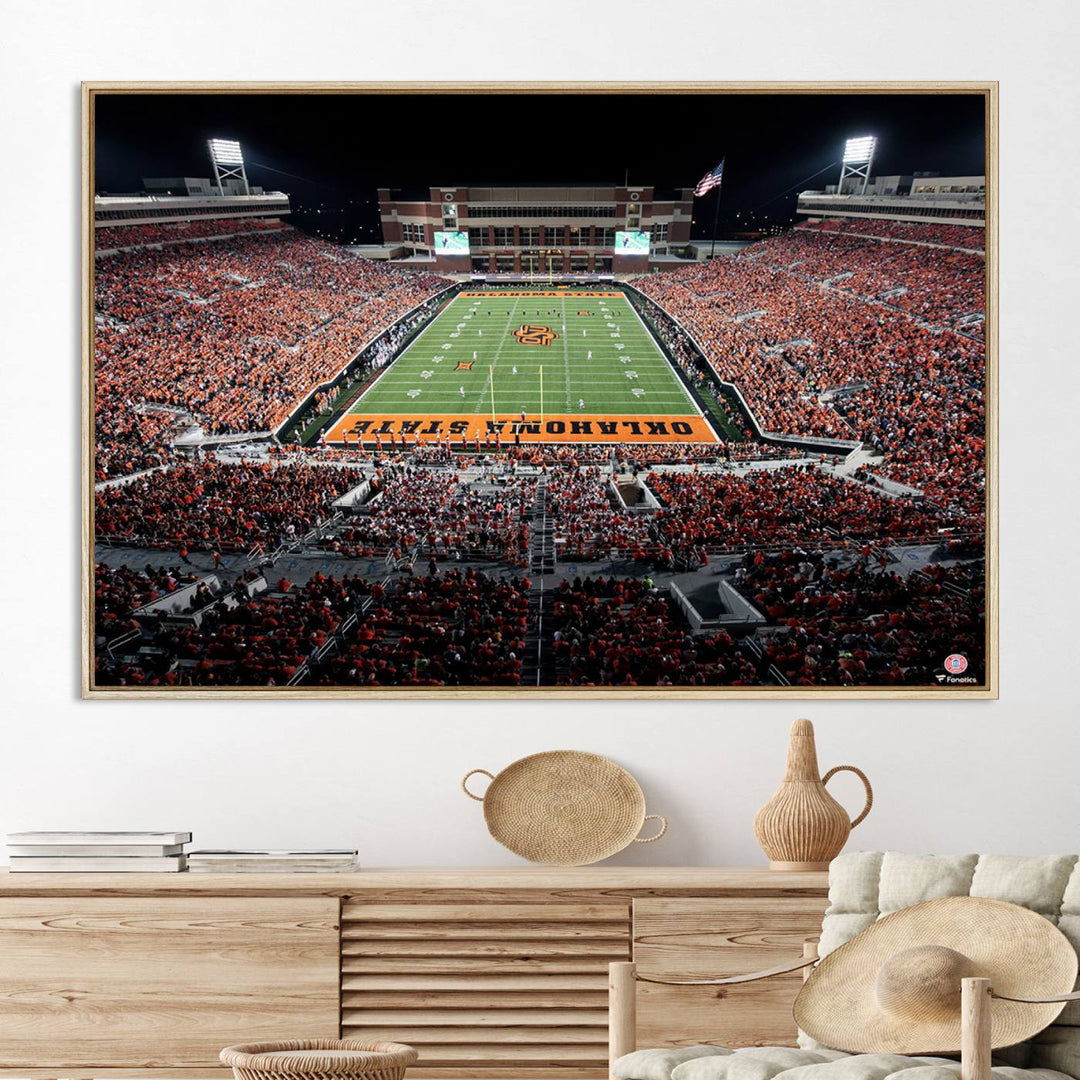 Oklahoma State Cowboys Canvas Print, Football Team Print - Stillwater Boone Pickens Stadium Wall Art Canvas Print