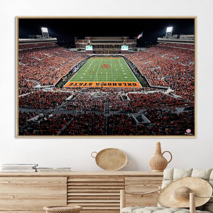 Oklahoma State Cowboys Canvas Print, Football Team Print - Stillwater Boone Pickens Stadium Wall Art Canvas Print