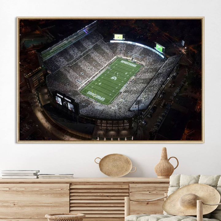 Michigan State Spartans Football Team Print - East Lansing Spartan Stadium Print Wall Art