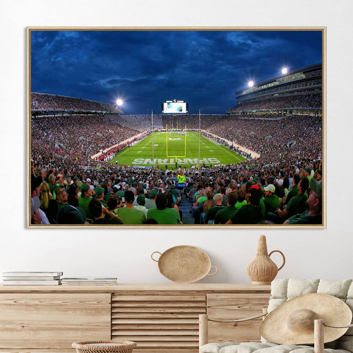 Michigan State Spartans Football Team Print - East Lansing Spartan Stadium Wall Art Canvas Print