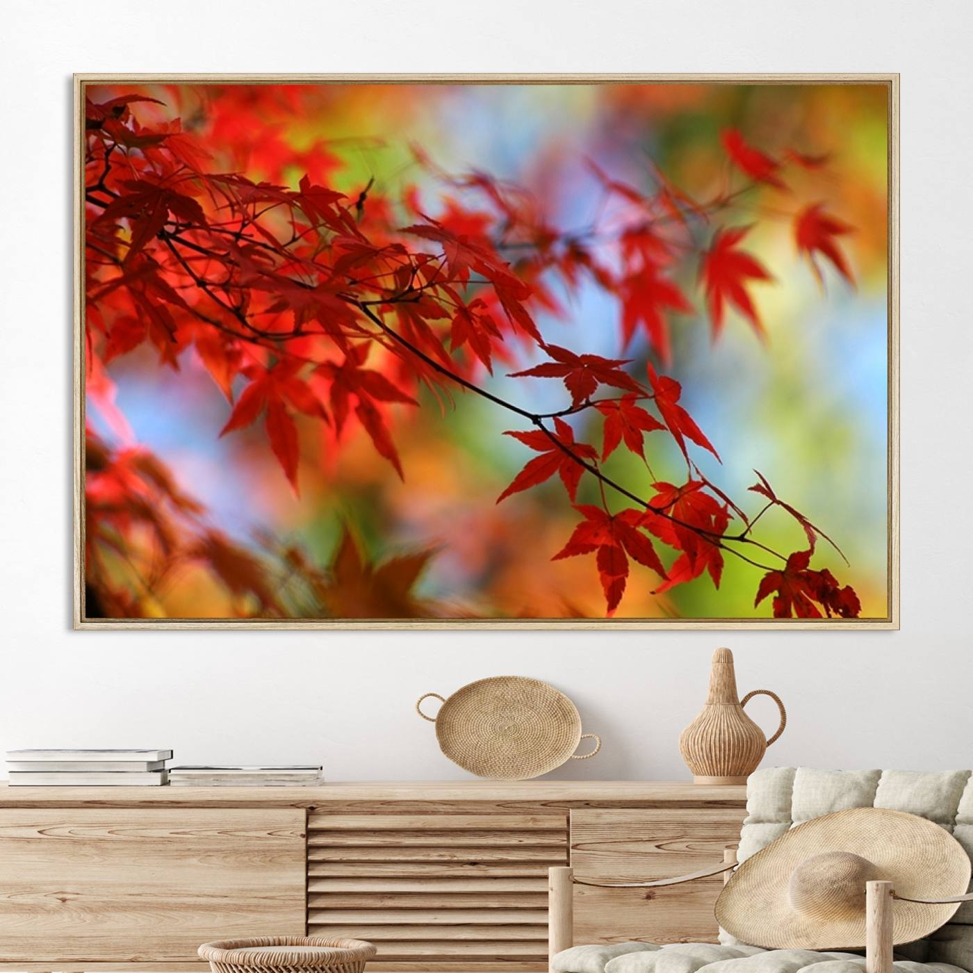68946-MGV-CV-36X24-Red Leaves Autumn Forest Wall Art Canvas, Red Leaves Autumn Forest Canvas Print