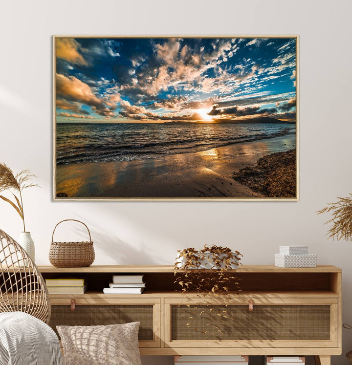 Beach Wall Art - Ocean Sunset Canvas.