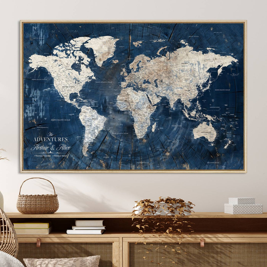 Personalized World Map Wall Art Print - Framed Custom World Map Canvas Print - Personalized World Map Wall Art, Customize Wall Art Map Print