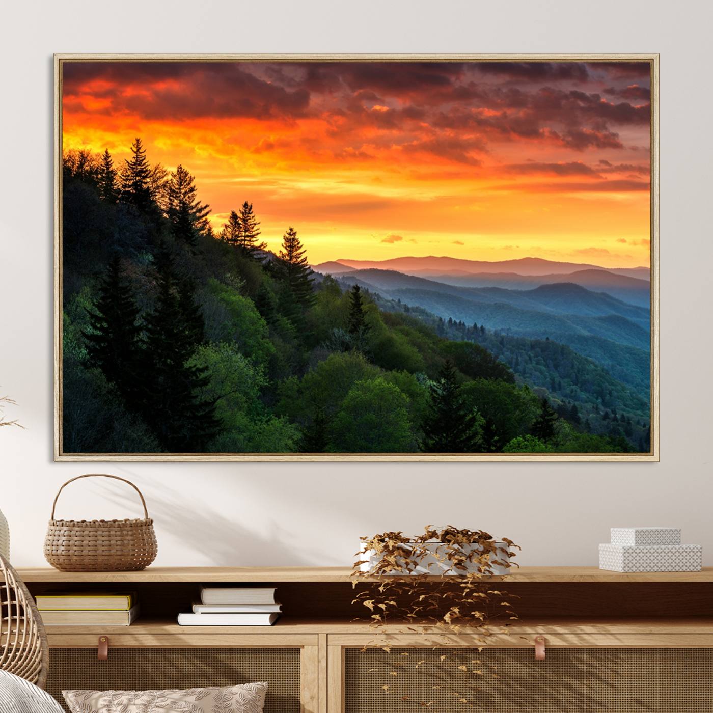 28501-MGV-CV-36X24-Forest Landscape Wall Art Sunset Canvas, Forest Sunset Canvas Print