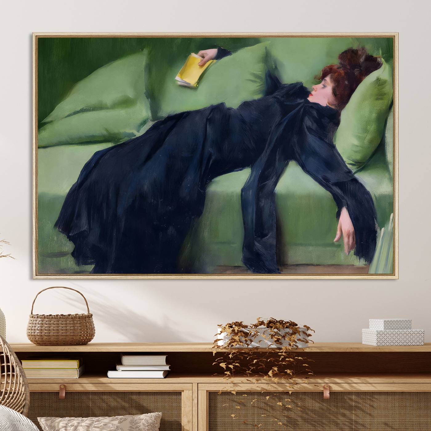 17725-MGV-CV-30X20-Decadent Girl by Ramon Casas Wall Art Canvas Print, Framed Decadent Girl Canvas Print