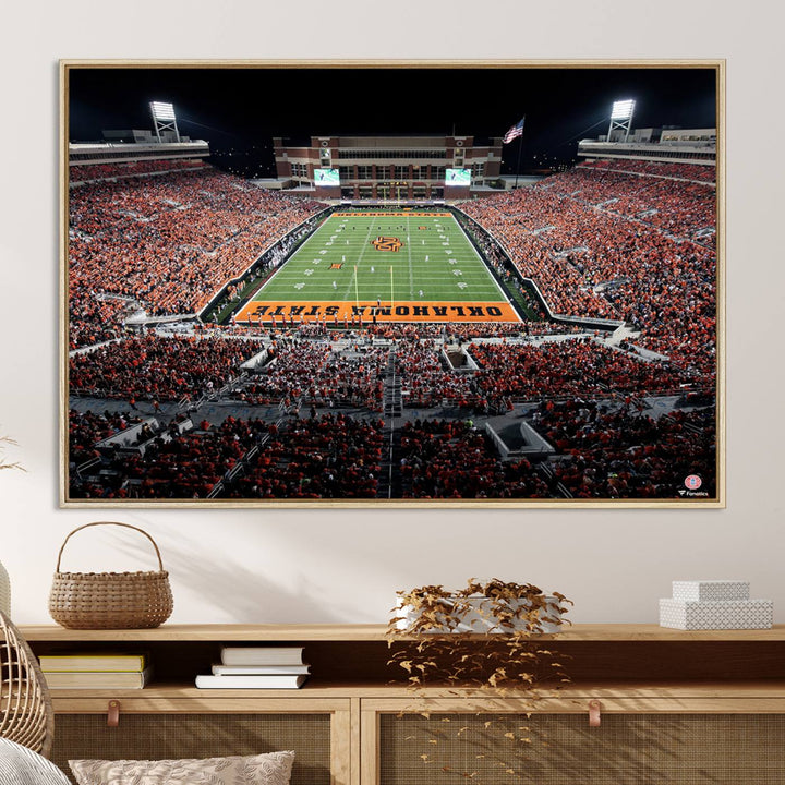 Oklahoma State Cowboys Canvas Print, Football Team Print - Stillwater Boone Pickens Stadium Wall Art Canvas Print