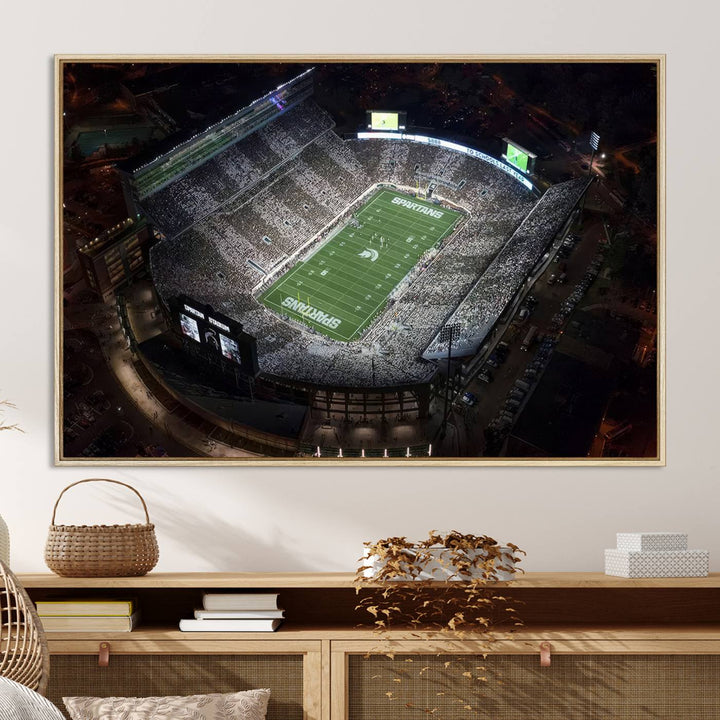 Michigan State Spartans Football Team Print - East Lansing Spartan Stadium Print Wall Art