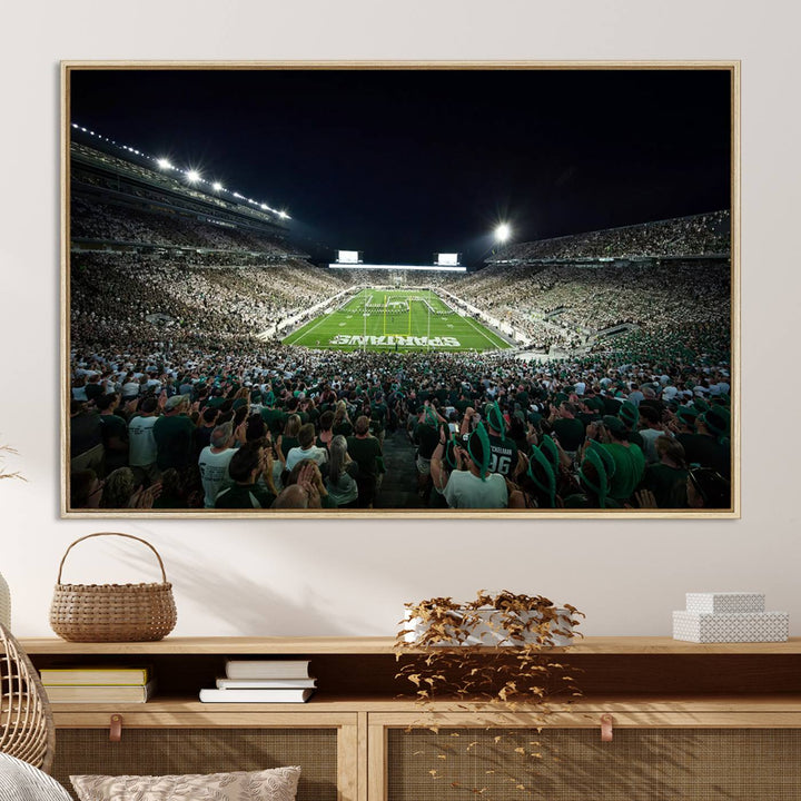 Michigan State Spartans Football Team Print - East Lansing Spartan Stadium Wall Art Canvas Print